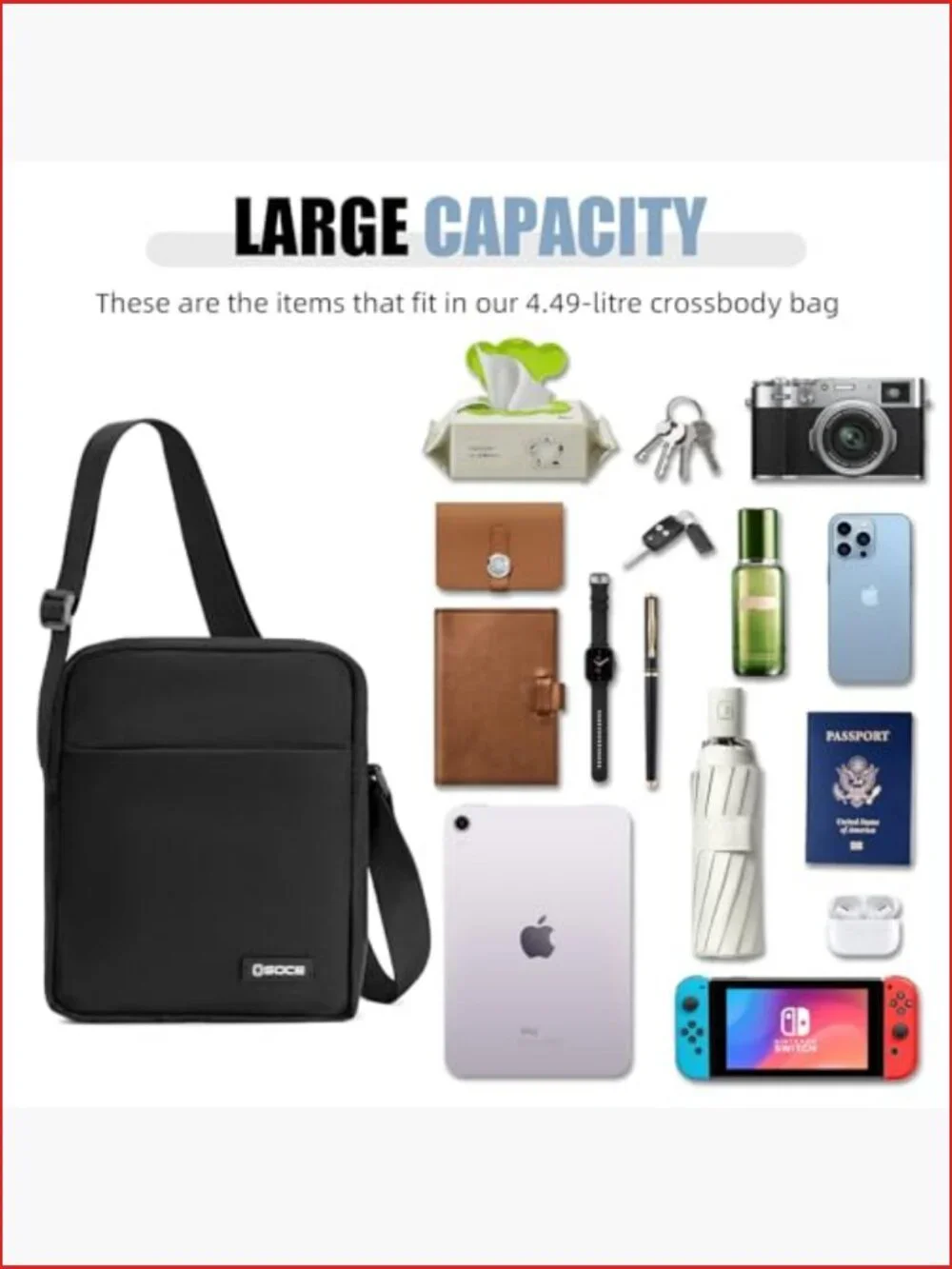 Slim Lightweight Messenger Bag Crossbody Shoulder Bag for Men Business Commuter